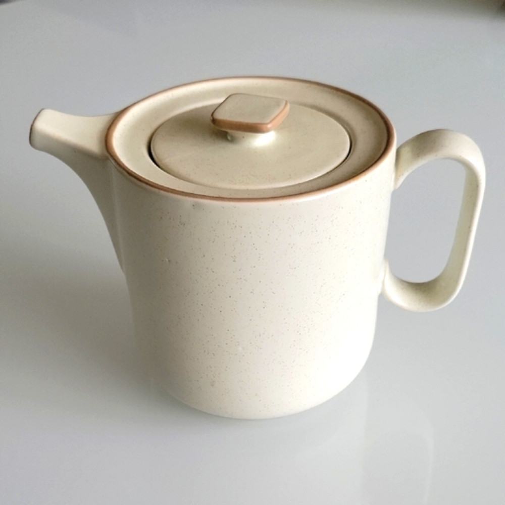 World Market Cream Ceramic Teapot